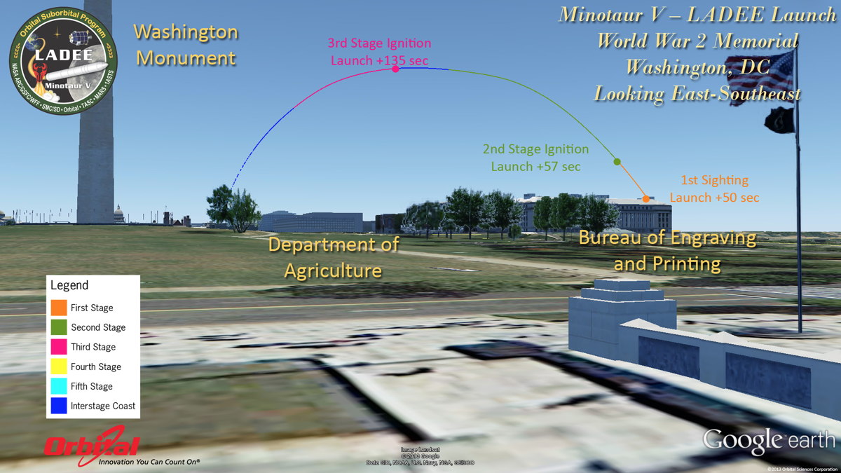 Potential View of LADEE Launch from the World War II Memorial