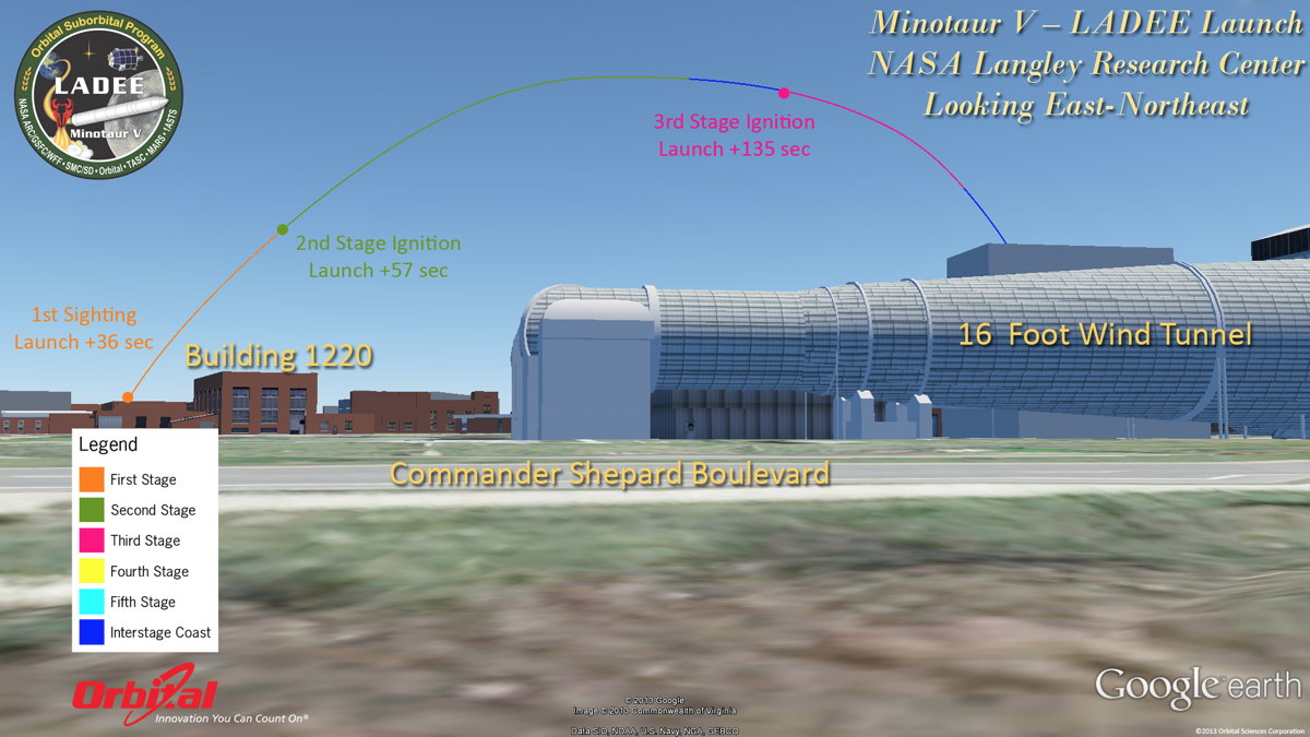 Potential View of LADEE Launch from NASA Langley Research Center