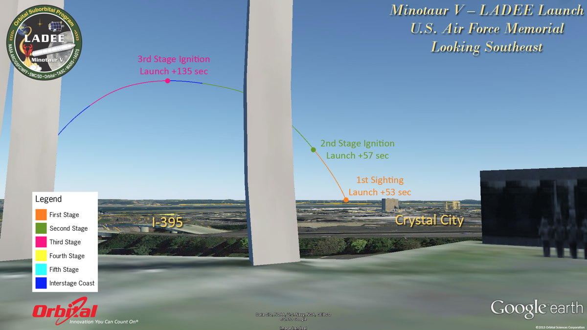 Potential View of LADEE Launch from Air Force Memorial
