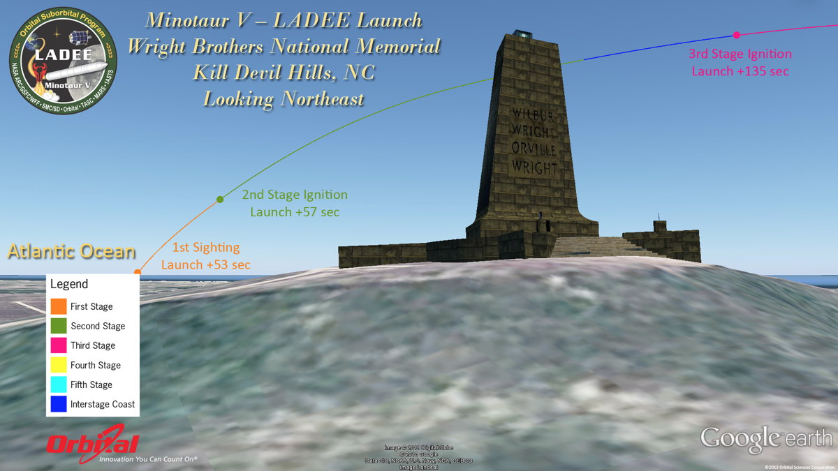 Potential View of LADEE Launch from Kill Devil Hills, NC