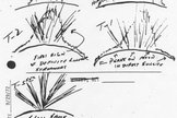 This sketch by Apollo 17 astronauts depicts the lunar twilight rays caused by the moon's exosphere.
