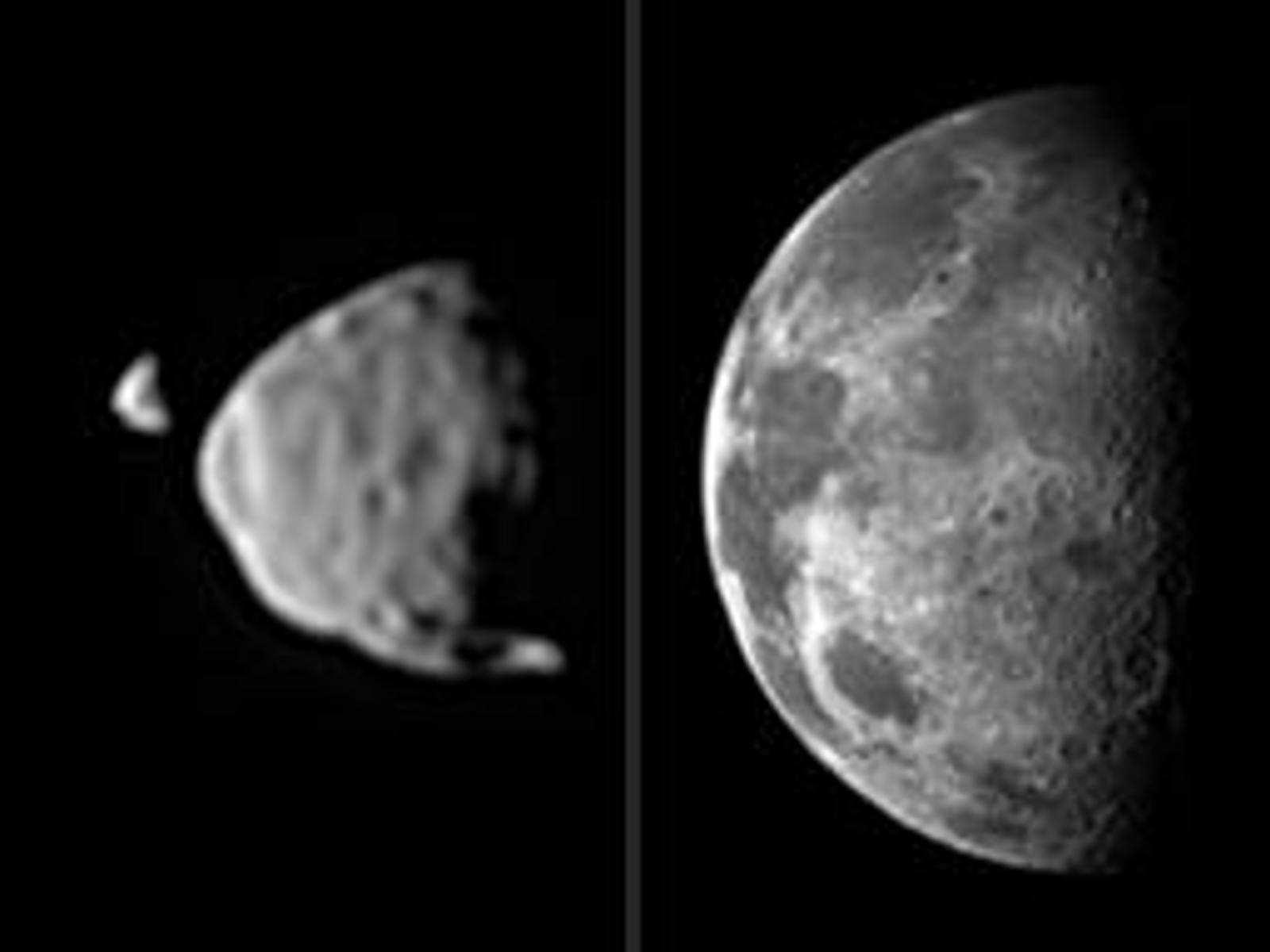 Martian Moons and Earth Moon Comparison