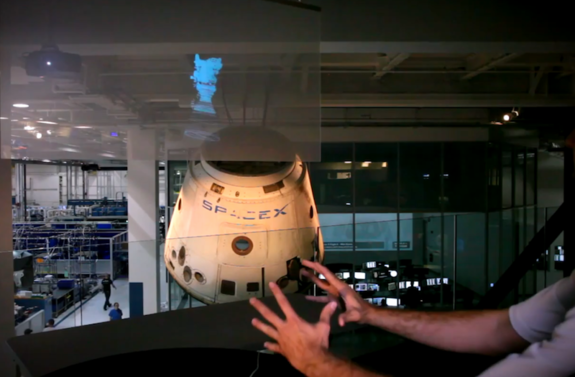 Elon Musk shows how gesture-based tech is being used to design rockets at SpaceX.