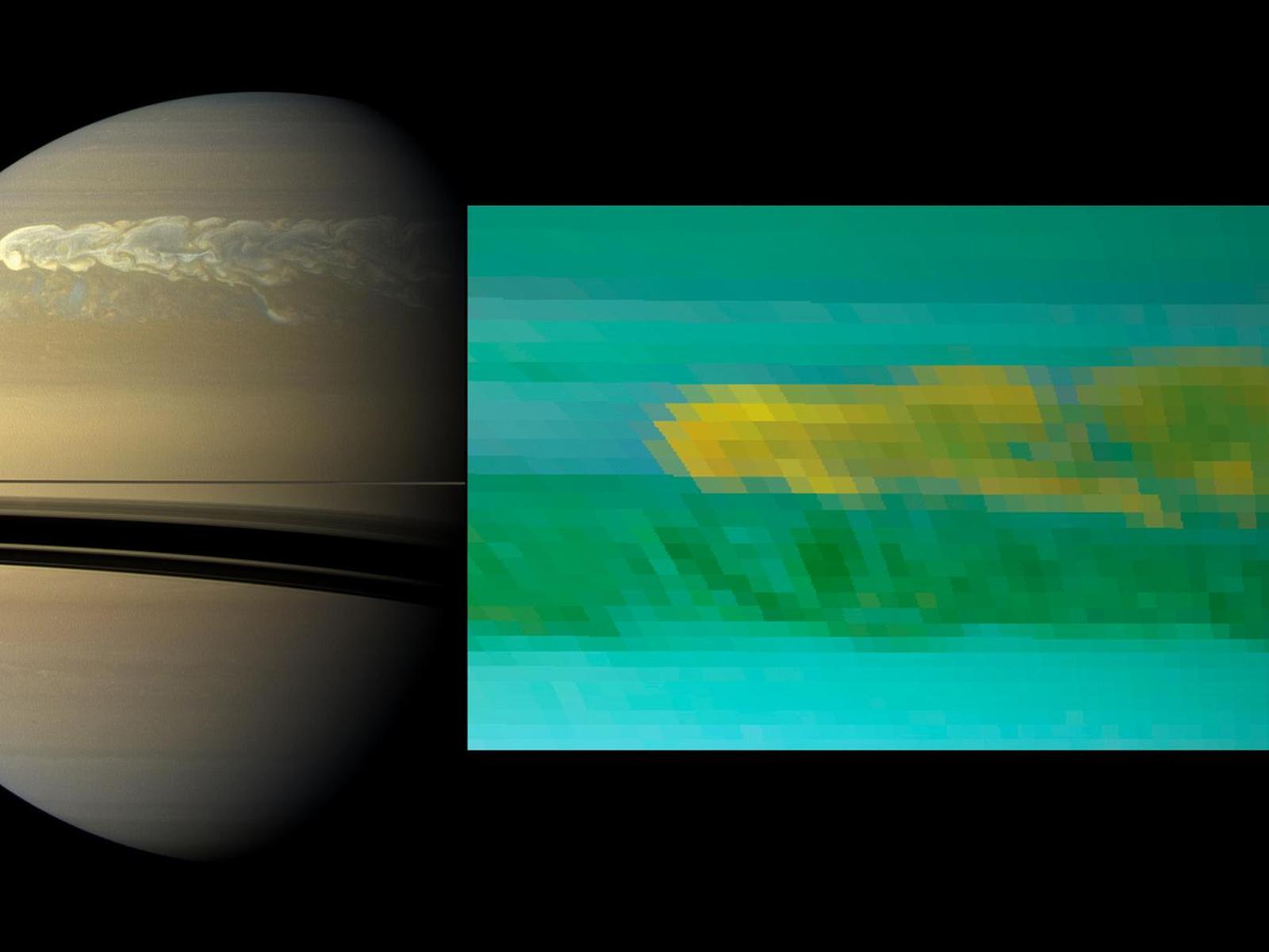 Cassini Reveals Two Images of Saturn Storm