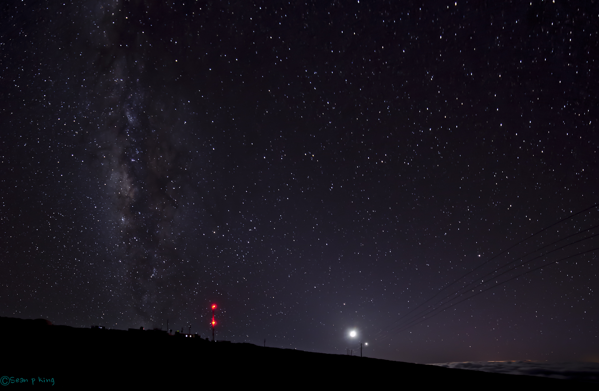 Venus, Moon and Milky Way Over Hawaii by Sean King