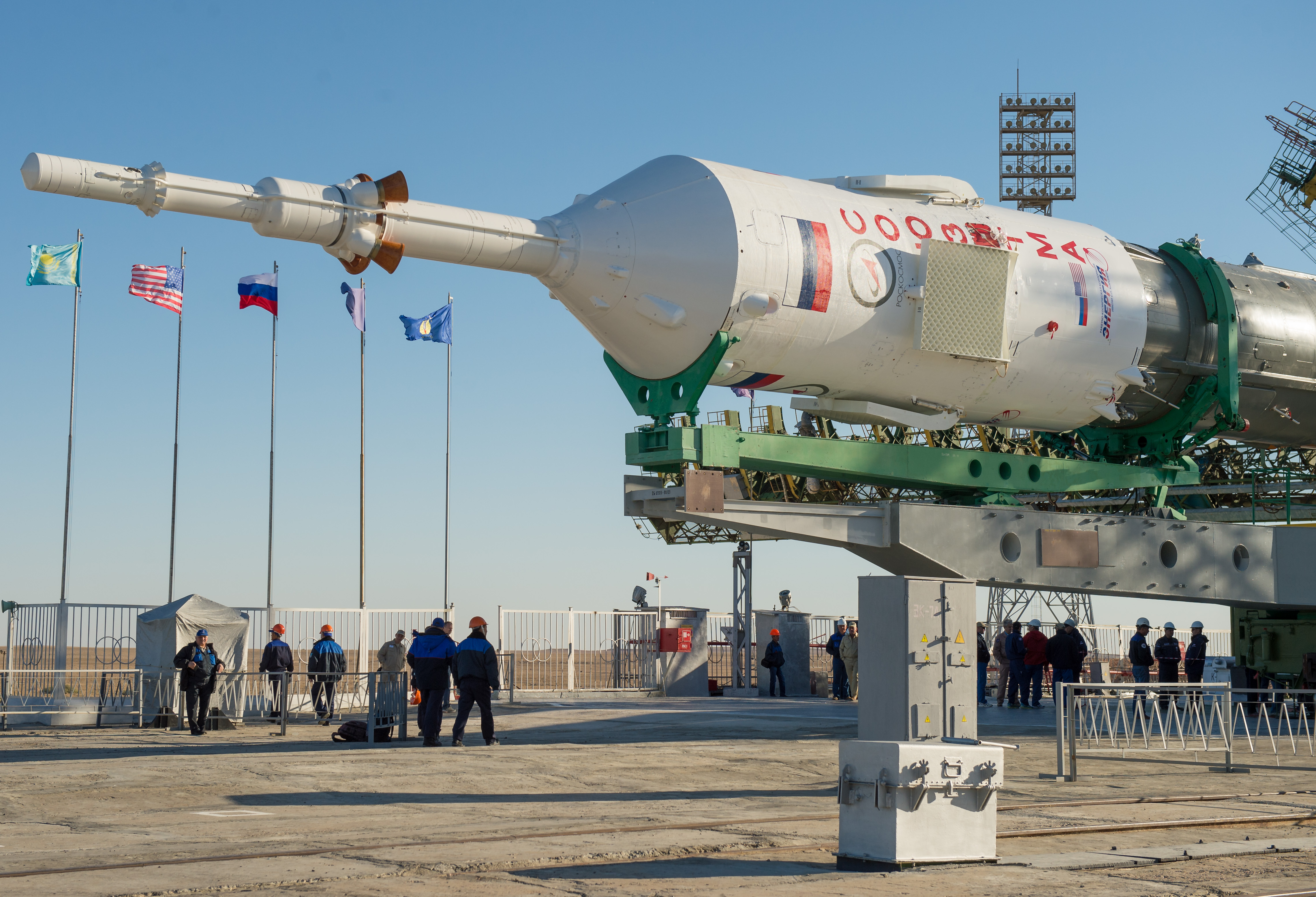 Expedition 37: Soyuz Rocket Erected into Position