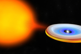This artist's depiction shows a neutron star and its companion during a period of accretion when the neutron star emits powerful X-rays. Image released Sept. 25, 2013.