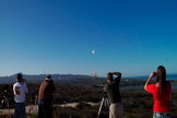 SpaceX's improved Falcon 9 left the pad at Vandenberg Air Force Base on Sept. 29, 2013, at just after 9 am (local time). The press watched from a remote viewing site, as the blowtorch-like flame ascended.