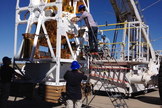Technicians perform final checks on gondola-carried scientific gear used for NASA’s Balloon Rapid Response for ISON, a mission to observe Comet ISON from a high-altitude balloon, just before its launch from Fort Sumner, N.M., on Sept. 28, 2013.