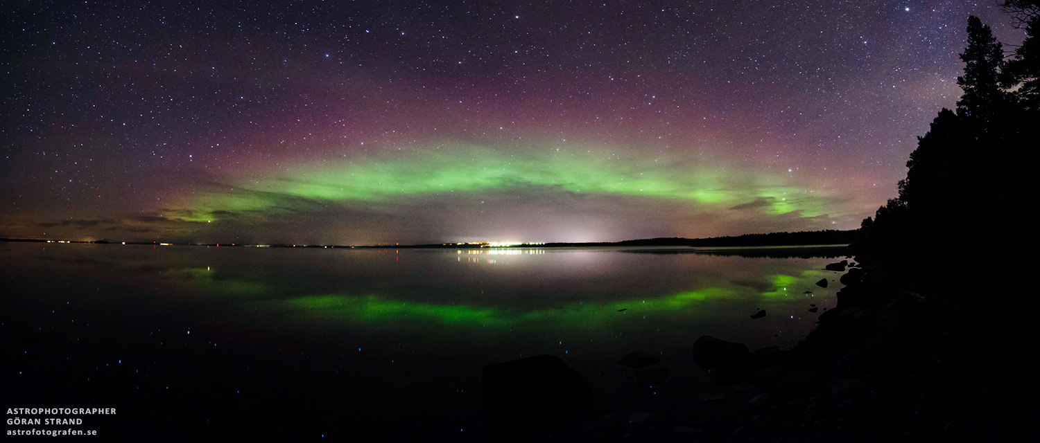 Aurora Over a Small Town in Sweden