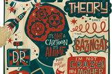 This artwork pays tribute to "The Big Bang Theory" TV show. Cog-nition, Steve Simpson, 24"H x 18"W, silkscreen.