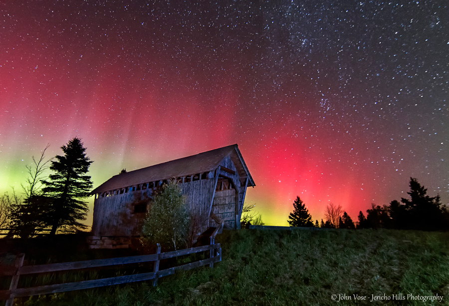 Aurora Over Foster's Bridge in Cabot, VT