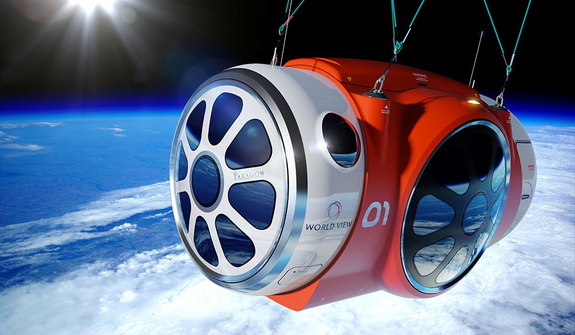 World View Enterprises of Tucson, AZ, plans to offer suborbital spaceflight in a capsule lifted by balloon to 18.6 miles (30 km), which then glides back to Earth.