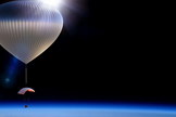 Artist's illustration of World View's balloon-borne capsule cruising through the stratosphere.