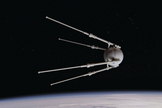 LEGO bricks form a model Sputnik satellite.
