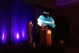 During the October gathering of the American Astronomical Society's 2013 Division for Planetary Sciences meeting, Sandia National Laboratories asteroid expert Mark Boslough (left) answers questions regarding the Russian space rock that detonated over the Russian city of Chelyabinsk. He is joined by asteroid authority Clark Chapman of the Southwest Research Institute.