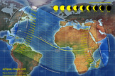 This overview map of the Nov. 3, 2013 annular and total solar eclipse, a hybrid solar eclipse, shows the path of the event. Cartographer Michael Zeiler of <a href="http://eclipse-maps.com/">Eclipse-Maps.com</a> created this map.