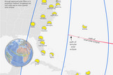 Cartographer Michael Zeiler of <a href="http://eclipse-maps.com/">Eclipse-Maps.com</a> created this map depicting the partial solar eclipse views along the North American East Coast during the Nov. 3, 2013 hybrid solar eclipse.