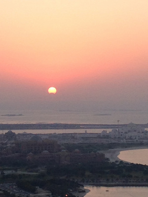 American skywatcher Kristi Larson captured this sunset view of the Nov. 3, 2013 solar eclipse from Abu Dhabi, United Arab Emirates during the rare hybrid annular/total solar eclipse.