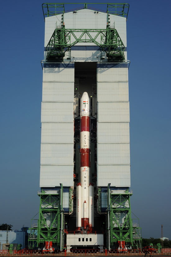 Full View of PSLV-C25 on First Launch Pad