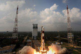 A Polar Satellite Launch Vehicle launches India's first mission to Mars, the Mars Orbiter Mission, from the the Indian Space Research Organisation's Satish Dhawan Space Centre in Sriharikota on Nov. 5, 2013.