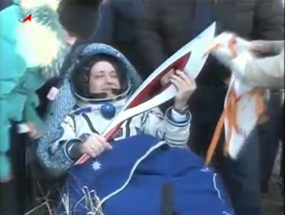 Olympic Torch Back on Earth: Soyuz Landing