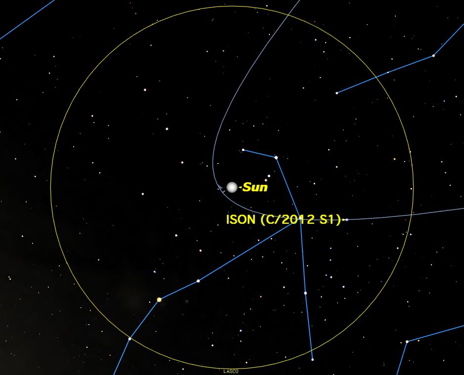 Comet ISON near SOHO LASCO C3 camera