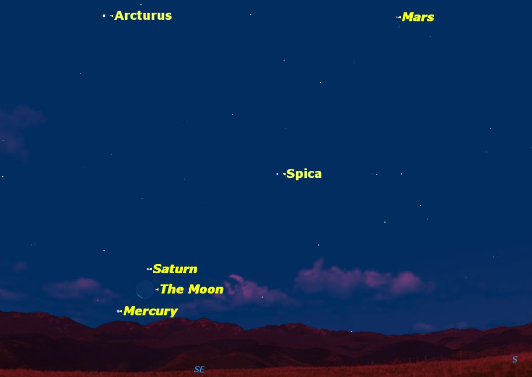 Saturn, Mercury, and the Moon, December 2013