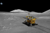 An artist's illustration of China's Yutu (Jade Rabbit) moon rover on the lunar surface. The rover and a lander are part of China's Chang'e 3 mission to the moon's Bay of Rainbows.