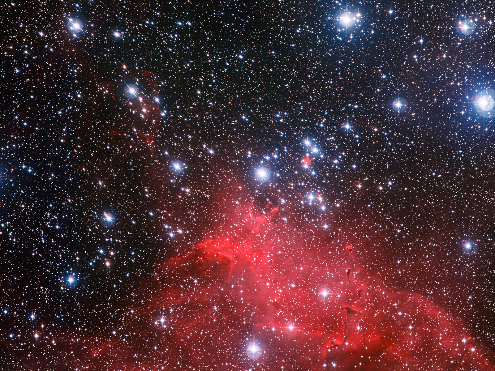 Clouds and NGC 3572 Star Cluster