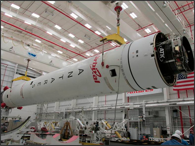 Lifting Antares onto the TEL, Dec. 9, 2013