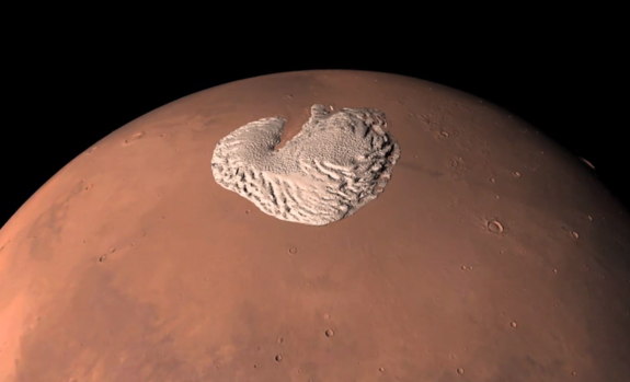 ESA's Mars Express provided data for a new animation of the Martian north pole.