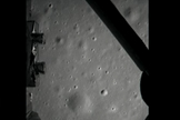 The first photo of the moon by China's Chang'e 3 lunar lander is shown here in this still from a broadcast by the country's state-run CNTV news channel on Dec. 14, 2013. Chang'e 3 delivered the Yutu rover to the moon with its successful landing.