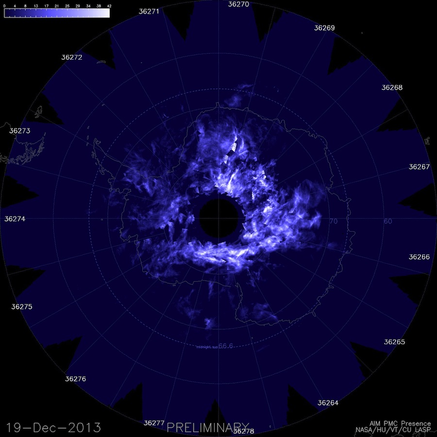 Night-Shining Clouds Show Up Early Over South Pole