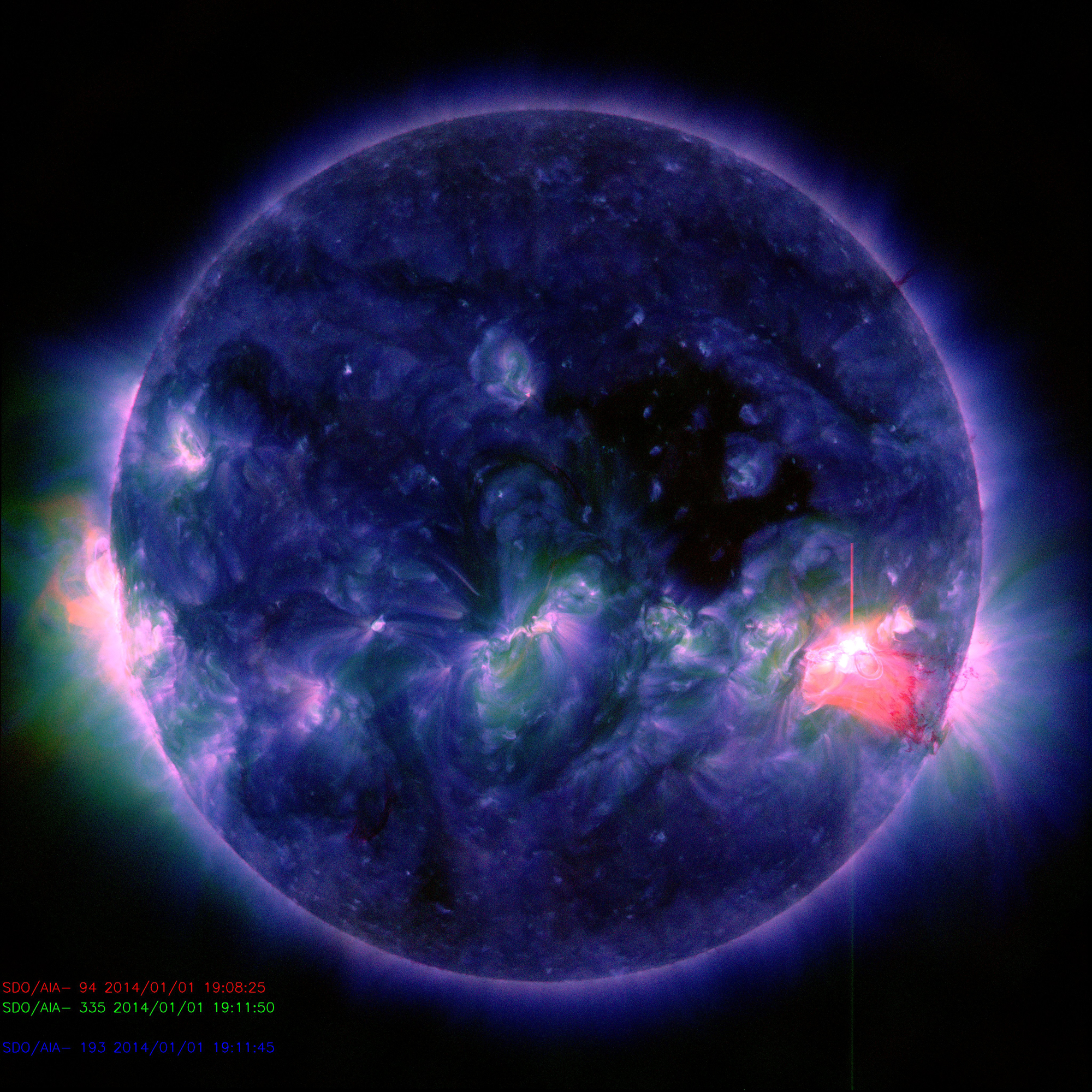 2014 New Year's Day Solar Flare: M9.9 (Full Disk)