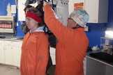 Journalist Elizabeth Howell gets suited up for a simulated Marswalk at Utah's Mars Desert Research Station.