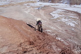 Crew 133 engineer Joseph Jessup navigates a steep hill near Utah's Mars Desert Research Station, Jan. 8, 2014.
