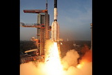 A remote camera near the launch pad captured this view of the Indian Geosynchronous Satellite Launch Vehicle's liftoff on Jan. 5, 2014.