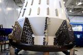 The Dragon test article is displayed at SpaceX Headquarters. It will be used for upcoming testing.