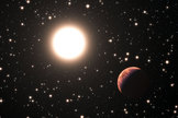 This artist's illustration shows one of three newly discovered planets in the star cluster Messier 67. Image released Jan. 15, 2014.