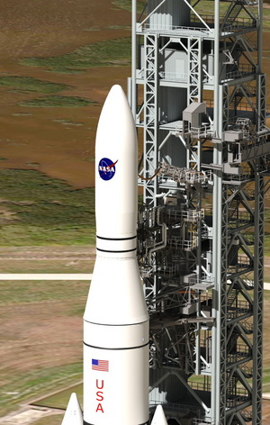 This artist concept shows NASA's Space Launch System, or SLS, which offers numerous benefits for scientific missions, from larger spacecraft mass to reduced travel time through the solar system in route to other worlds. (Concept updated Jan. 14, 2014.)