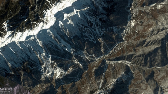 This DigitalGlobe satellite image shows the 2014 Winter Olympics event slopes in Sochi, Russia. This image was collected Jan. 2, 2014.