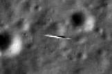 This subsection of the LRO image, expanded four times, shows the smeared view of LADEE.