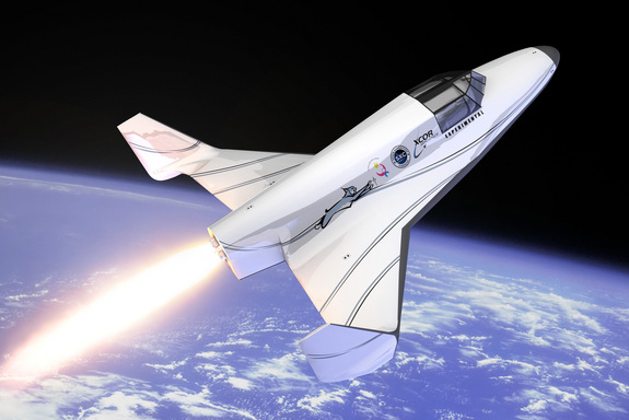 An artist's depiction of XCOR Aerospace's suborbital Lynx spacecraft.