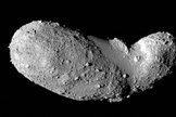 This very detailed view shows the strange peanut-shaped asteroid Itokawa. This picture comes from the Japanese spacecraft Hayabusa during its close approach in 2005. Image released Feb. 5, 2014.