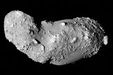 This very detailed view shows the strange peanut-shaped asteroid Itokawa. This picture comes from the Japanese spacecraft Hayabusa during its close approach in 2005. Image released Feb. 5, 2014.