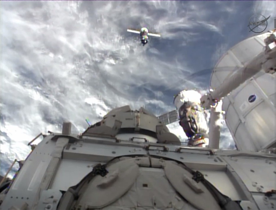 Progress 54 Cargo Ship 150 Feet from ISS