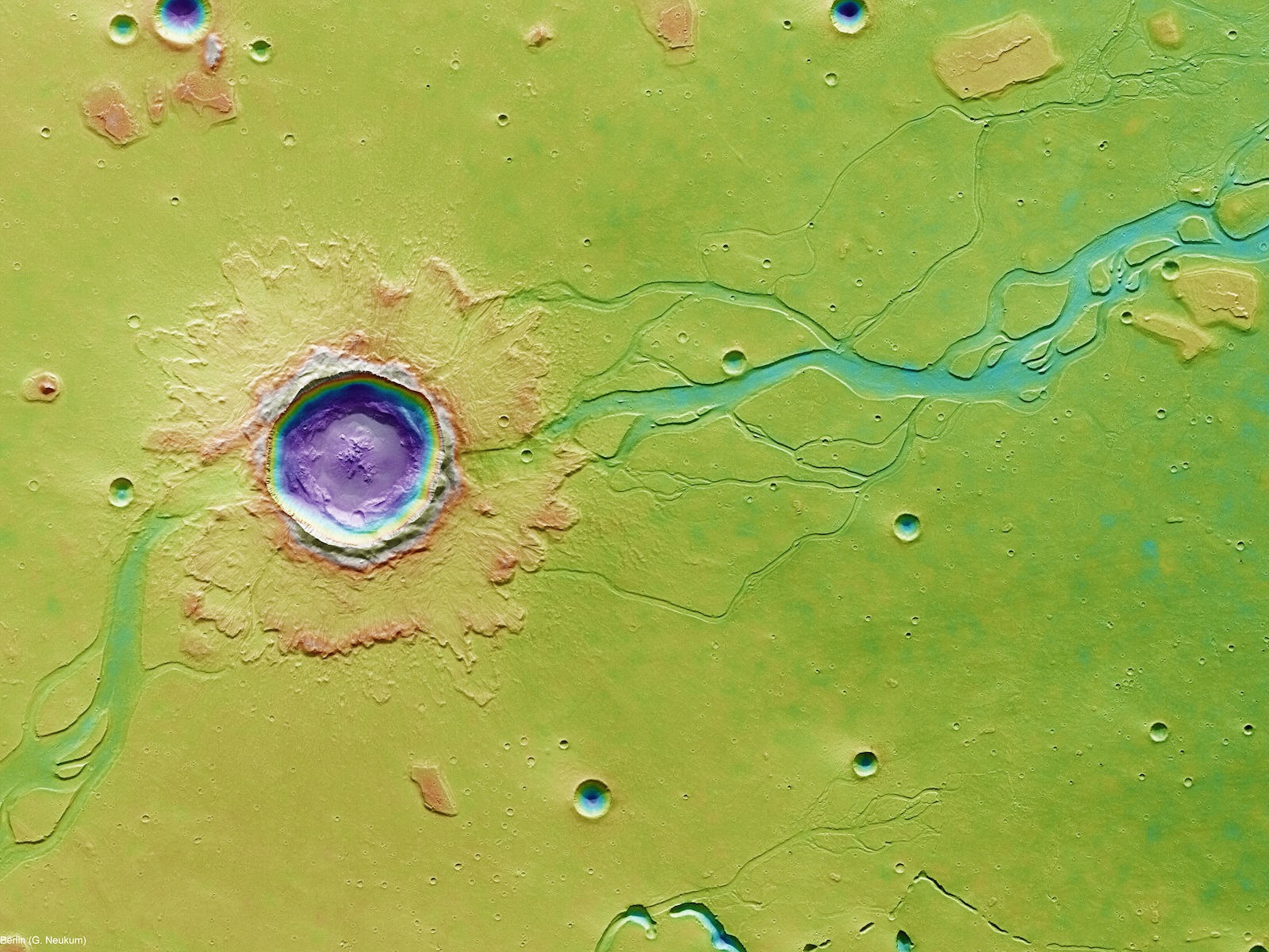 Hephaestus Fossae Crater Impact Flood