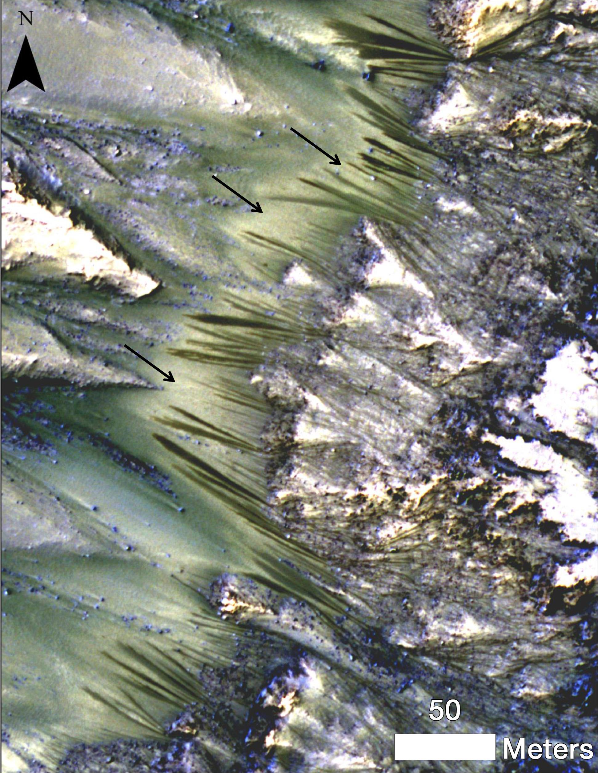 Dark Flows on Mars: NASA Images