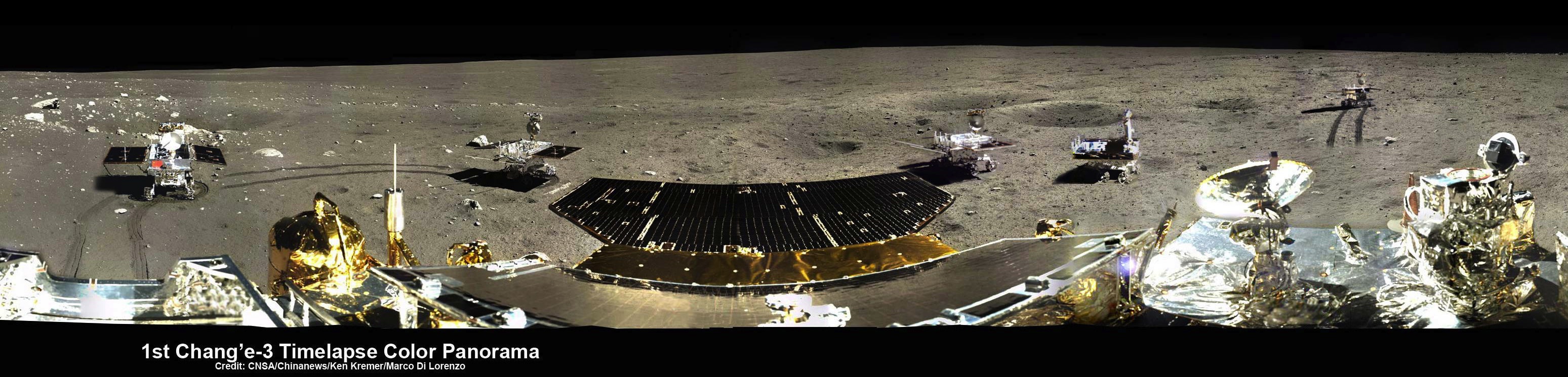 5-Position Panorama Shows Yutu Rover Movements